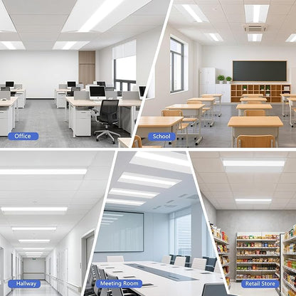 40 Pack 2x4 LED Troffer Light,25W/30W/35W/40W/50W & 3000K/3500K/4000K/5000K Selectable,6500LM 0-10V Dimmable,ETL DLC Listed,100-277V,for Office & Warehouse