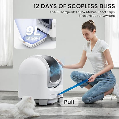 PET MARVEL C1 Self-Cleaning Cat Litter Box, Large 70L Automatic Litter Box for Multiple Cats up to 22 lbs, Smart App Control with Health Monitoring, 4-Layer Safety System, Open-Top Design