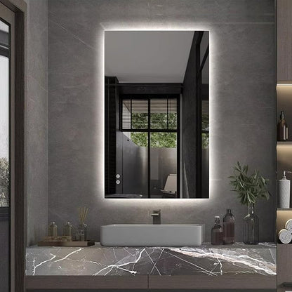 Niccy Led Mirror for Bathroom, 32"x20" Frameless Backlit Mirror for Wall Lighted Mirror with Bedroom 3 Color, Defogger, Explosion-Proof, HD Glass and IP65 Vanity Mirror Horizontal or Vertical