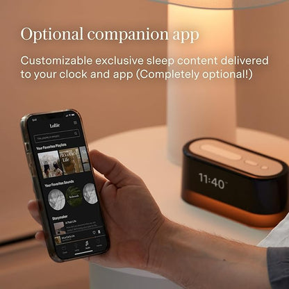 Loftie Alarm Clock with Sound Machine – Smart Alarm Clock w/Light, White Noise, Bluetooth Speaker, Night Light, 100+ Sounds, Blackout Mode, No WiFi Mode, Optional Subscription, White