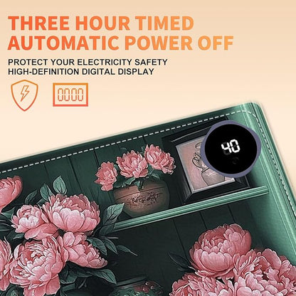 Heated Mouse Pad 31.5x13 in 3-Temp Fast Heating Desk Mat with Auto Timer Warmer for Hands Wrist Pain Relief Waterproof Keyboard Mat for Office, Gaming, Home, Vintage Floral Bookshelf
