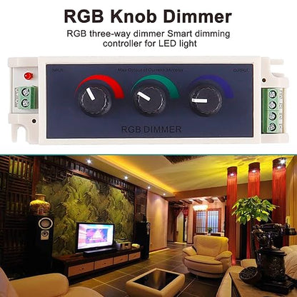 MEIRIYFA RGB LED Light Dimmer Knob Controller Switch,DC12-24V 3‑Channel Brightness Adjust Intelligently for Multi-Color LED Light Strip