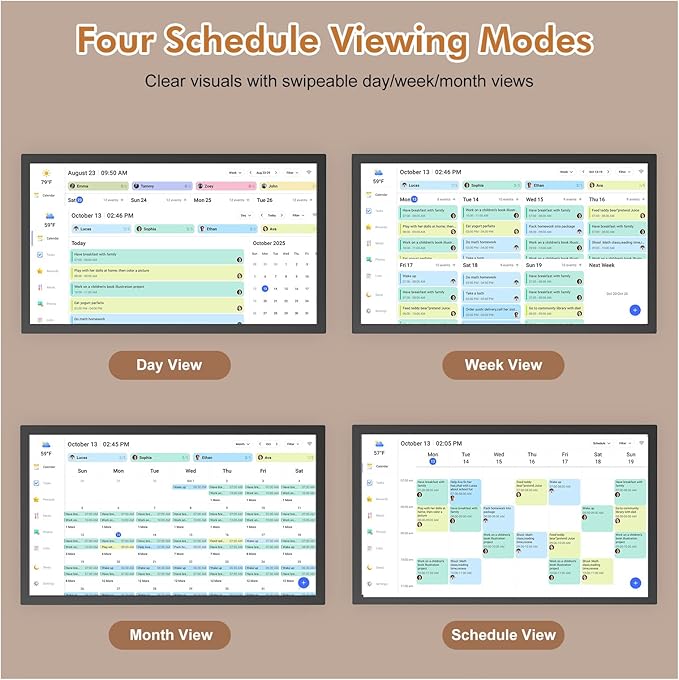 32" Smart Digital Calendar for-Family-Business-Planner - Electronic Calendar for Business Chore Chart, Touchscreen Display for Family Schedules, Auto-Sync Google iCloud Outlook Calendars for Kid Adult