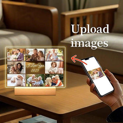 Custom Picture Frames - Customizable Decorative Sign with Photo & Song Option - Ideal Gift for Couples, Mothers Day, Boyfriend & Girlfriend (Love Mom)