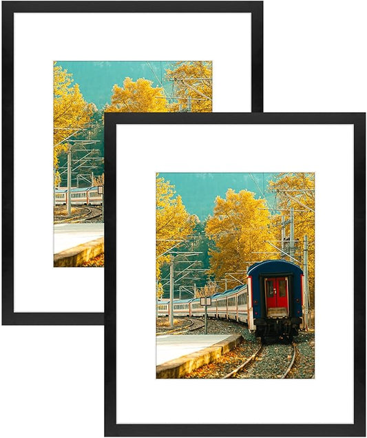 Golden State Art, 16X20 Picture Frame with Mat for 11X14 - High Definition Glass Wall Mounting Horizontal Vertical Display (Black, 2 Pack)
