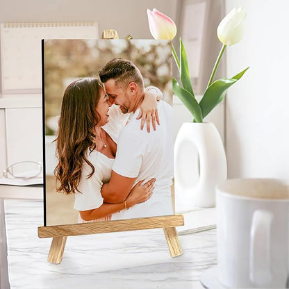 Custom Photo Frame with Stand, Personalized Picture Display, MDF and Wood Construction, Desktop Decor, Multiple Designs, Customizable Gift for Family and Friends