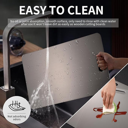 Katuchef Titanium Cutting Board 2025 New Upgrade Pure Titanium Cutting Boards for Kitchen Double Sided Cutting Boards Non Toxic,Hygiene Durable Chopping Board Suitable for Dishwasher Safe(M+L)