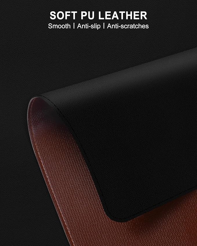 Heated Desk Pad, 31.5" x 13" Leather Non-Slip Warm Desk Pad, Large Mouse Mat with 3 Levels Heating & 3 Hours Auto Shut-Off, Hand and Foot Warmer for Office, Home, Black