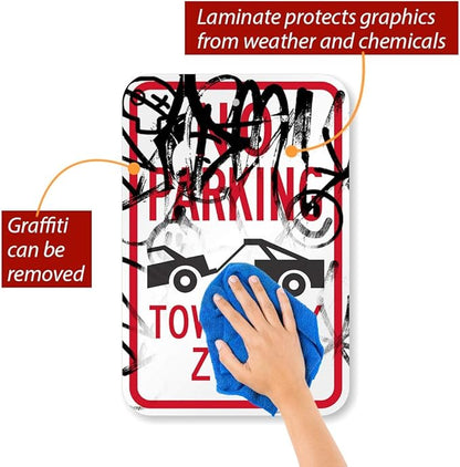 SmartSign - K-1939-AL-12x18 "No Parking - Tow Away Zone" Sign | 12" x 18" Aluminum Black/Red on White