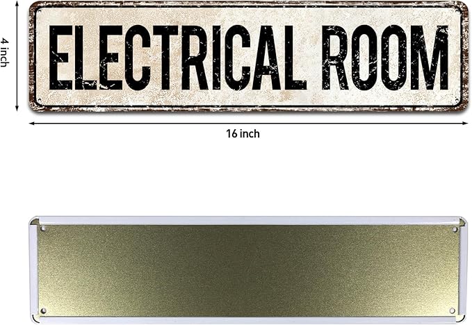 Electrical Room Door/Wall Sign, Sign for Door, Ensures Public Do Not Enter Restricted Areas - Private Access/Authorized Personnel Only, 4" by 16" Tin Sign