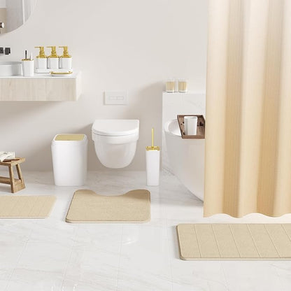 Bathroom Sets with Shower Curtain and Rugs, 27PC Bathroom Accessory Set, White Bathroom Set, White Bathroom Accessories Set with Trash Can, Toilet Brush and Soap Dispensers