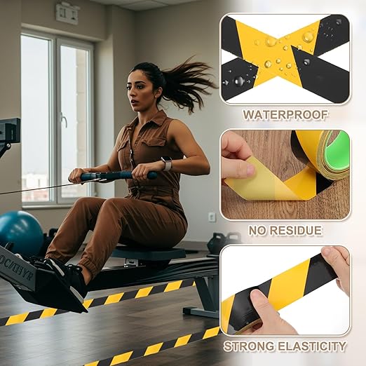 PATIKIL Floor Marking Tape 2 Inch x 110 Ft, 4 Pcs Self-Adhesive Warning Safety Tape Caution Stripe for Walls Floors Pipes Equipment Outdoor, Black/Yellow