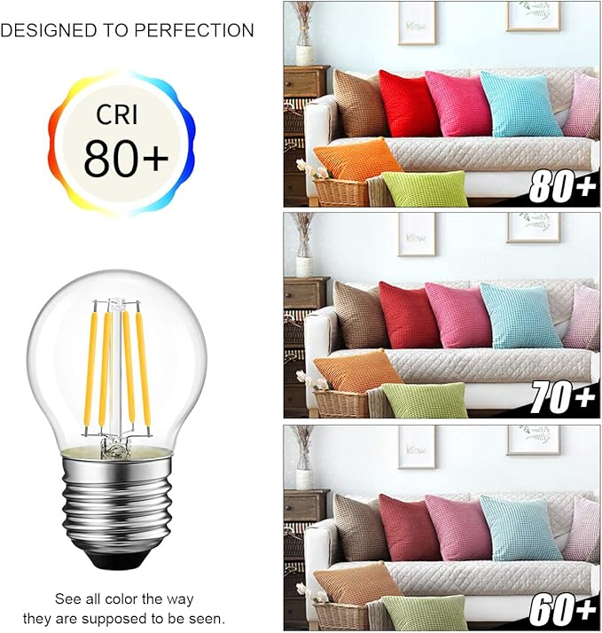 LVWIT G14 LED Filament Globe Bulb 4.5W(60W Equivalent), Dimmable 2700K Warm White Light E26 Screw Base, Decorative Edison Light Bulb, UL-Listed(6-Pack)