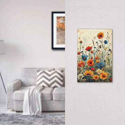 Light Switch Cover Plate Colorful Flowers Wildflowers Plants Orange Yellow Blue 1 Gang No Device Blank Wall Plate Electrical Outlet Cover Decorative Switch Plate Covers for Home Farmhouse Decor