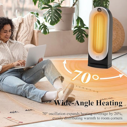 Minthouz Space Heater, 1500W Electric Portable Heaters for Indoor Use with Thermostat, Fast Heating, 70° Oscillating, 3 Heat Settings, Carry Handle, 12H Timer Ceramic Heat for Office, Bedroom, Home