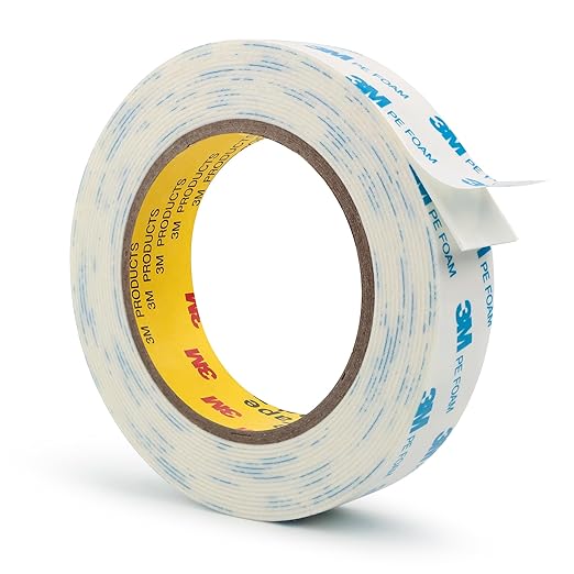 3M 1600T Double Sided Tape, PE Foam Tape 1" x 18 Ft White Removable Strong Adhesive No Residue for RV Picture Hanging, Posters Frames Wall Decor Indoor & Outdoor Use