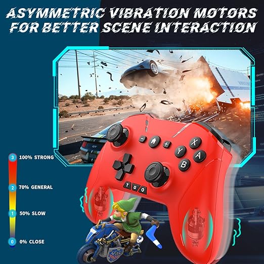 Bluetooth Controller for Switch/Mac/PC/Steam/Mobile Phone/iOS/Android//TV/iPad/Table/Apple Arcade MFi Games, switch pro controller wireless with Adjustable Dual Motion,Turbo,Macros,6-Axis,Wake Up for Black Myth: Wukong (Black) (Purple) (Red)
