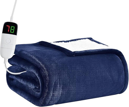 BOMOVA Heated Electric Throw Blanket - 50" x 60" Heating Blanket with 10 Heating Levels & 8 Hours Auto Off, Warm Flannel Blanket, Christmas Birthday Gifts for Women