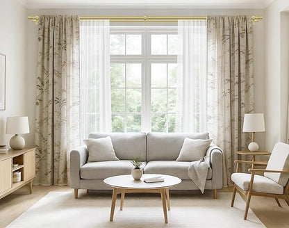Double Curtain Rod 66 to 120 Inch, HOTOZON 1 Inch Heavy Duty Double Curtain Rods for Windows 54 to 116 Inches(4.5-9.6 ft), Telescoping Drapery Rod with Simple End Finials, Gold