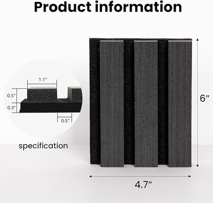 Sample Wood Salt Acoustic Wall Panels, Soundproof Wooden Wall Panels, 3D Fluted Sound Absorbing Panel, Dark Gray, Sample Pack