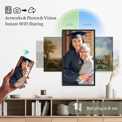 BSIMB 32 Inch Large Digital Picture Frame, Touchscreen 64GB 1920x1080 FHD WiFi Photo Frame Electronic Display Wall Mount Include, Share Pictures/Videos via App/USB/SD, Easy Setup, Gifts for Mom, Black
