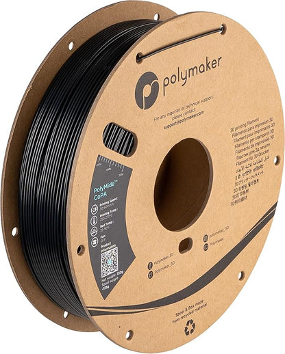 Polymaker Nylon Filament 1.75mm 0.75kg Black CoPA, PolyMide CoPA Warp Free Nylon 3D Printer Filament, Strong & Tough & Heat Resistant