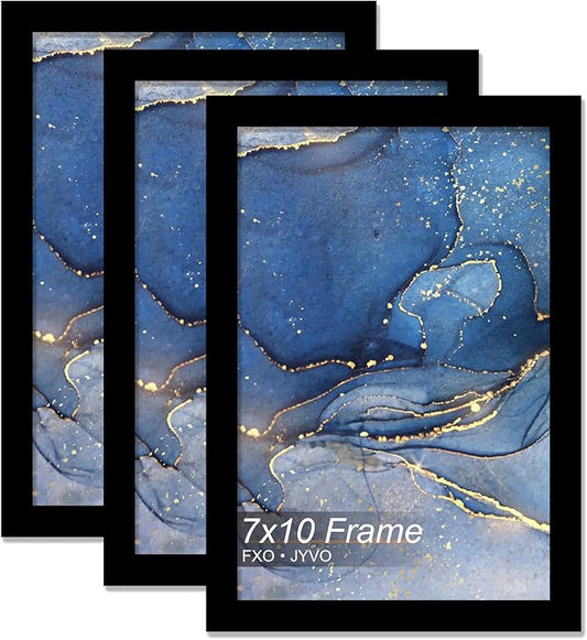 7x10 Picture Frame Set of 3, Black Frame for 7 x 10 Inch Picture Poster Photo, Light Weight and High Transparent 7 by 10 Frame for Wall - 3 Pack/Black/7"x10"