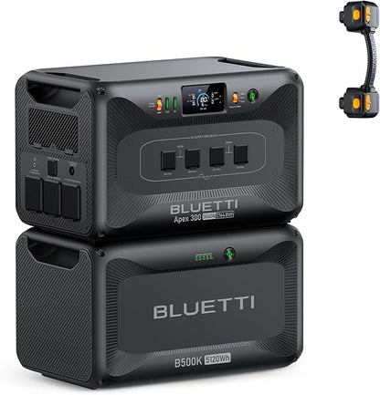 BLUETTI Apex 300 Portable Power Station & B500K Expansion Battery, 7884.8Wh LFP Battery Backup with 6 3840W AC Outlets (7680W Surge), 120V/240V Dual Voltage Output, for Home, RV and Emergencies