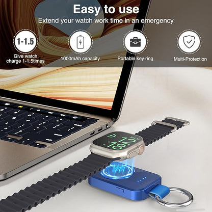 i.VALUX for Apple Watch Charger Portable Magnetic i Watch Charger, Keychain Travel Accessories Smart Wireless Charging Battery Pack Power Bank for Apple Watch Series 11/10/9/8/7/6/5/4/3/2/1/SE/Ultra