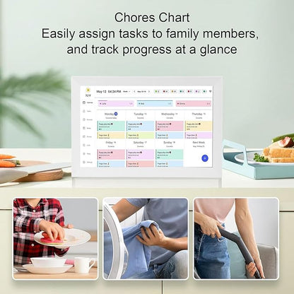 GOWENIC 15.6" Digital Calendar Chore Chart, 1080P Interactive Touchscreen Wall Planner with 2 Ways Synchronization, Seamless Scheduling for Family (US)