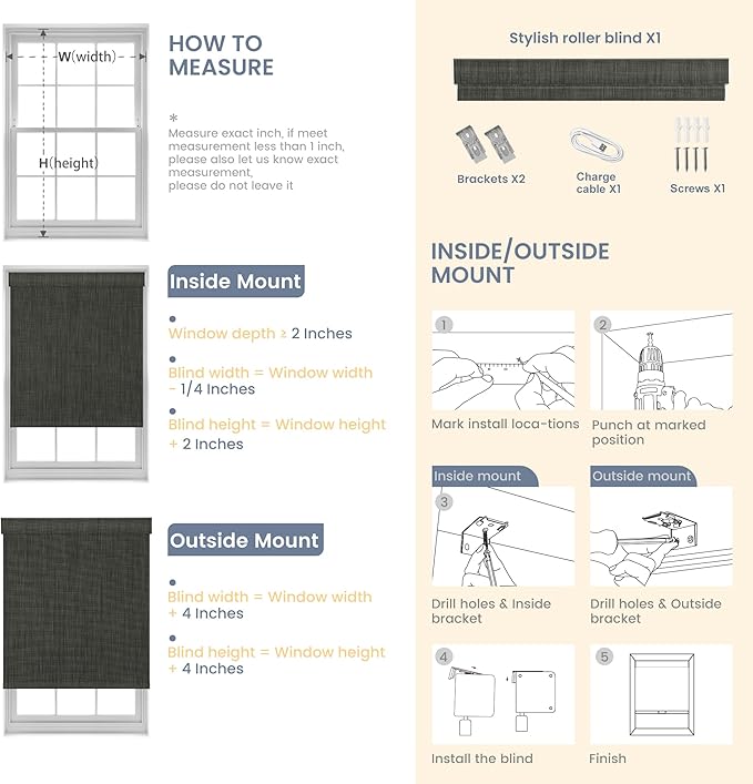 Boolegon Motorized Roller Blinds - 100% Blackout Smart Electric Shades with Remote, Compatible with Alexa/Google Home/HomeKit via Hub, Easy Install for Home Office, Dark Grey, Custom Size.
