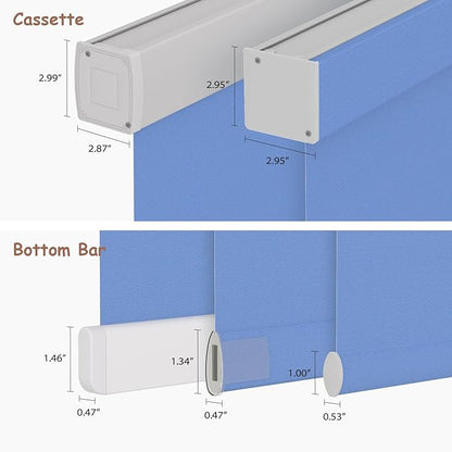 Motorized Roller Blinds with Remote, 100% Blackout Automatic Roller Shades for Bedroom, Bathroom, and Living Room, Customized Size, Deep Sky Blue