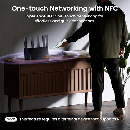 Tenda BE3600 Dual Band WiFi 7 Router (RE3L)– 3x1G Ports, Easy Setup, Security Protect, Parental Control, Access Point Mode, Vertical Design, MLO, VPN, NFC