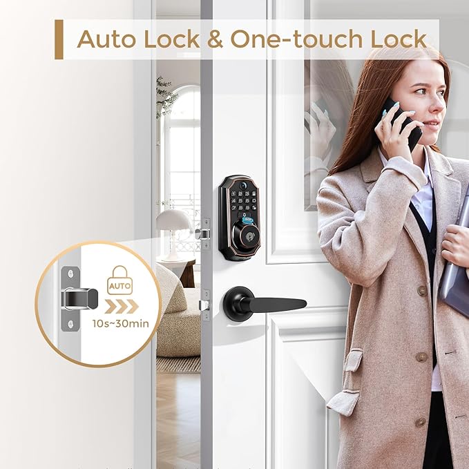 WiFi Video Smart Lock with Camera & Doorbell - 5-in-1 Keyless Entry, Fingerprint, Keypad, App Control, Two-Way Audio, Auto Lock, Waterproof, Easy Installation