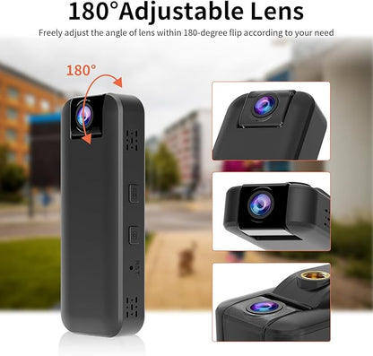VSTARCAM 2K Mini Body Camera with Audio & Video Recording, Battery Powered POV Cam with 64G Card, Wearable Personal Portable Cameras Recorder DV, 180°Lens Rotatable with IR Night Vision for Security