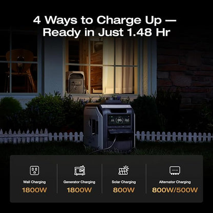EF ECOFLOW DELTA 3 Ultra Portable Power Station with 2X220W Solar Panels, 3072Wh LiFePO4 Battery, 3600W (Surge 7200W) Output, Solar Generator for Home Use, Camping Accessories, Emergencies & RV Backup