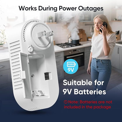 5-in-1 Gas Leak Detector & Carbon Monoxide Detectors Plug in, Portable Carbon Monoxide Detector with Brightness & Volume Adjustment Temperature & Humidity, Battery Backup for Home/RV/Travel