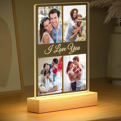 Custom Picture Frame with Photo, Customized Picture Frames with Night Light, Custom Photo Frame, Personalized Valentines Day Gifts for Her Him Women Men