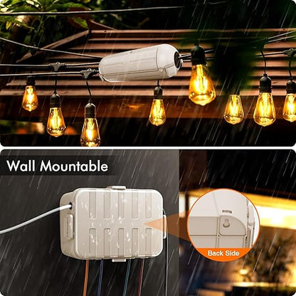 RESTMO 5-Piece Outdoor Waterproof Electrical Box Set – 12.5" x 8.5" x 5" Large & 7.1" x 2.3" x 2.3" Small, Weatherproof Boxes for Power Strip, Outlet, Plug, Socket, Timer, Holiday Light, Almond