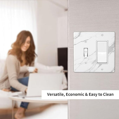 Outlet Covers Modern White Gray Marble 1 Toggle 1 Rocker Combination Decorative Wall Plate Electrical Switch Plates Light Switch Cover Plate for living Room Bathroom Decor