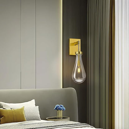 Raindrop Wall Sconces Gold Sconces Wall Decor Modern Wall Lighting Glass Bathroom Sconces Indoor Vanity Light Wall Lamp for Bedroom Living Room Stair (1 Pack)