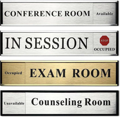 Custom Slider Sign for Door and Wall - 2 X 10 inch Custom Slider Sign for Home, Office, Hotels, Hospital, Conference Room, Slider Door sign with Aluminum Holder