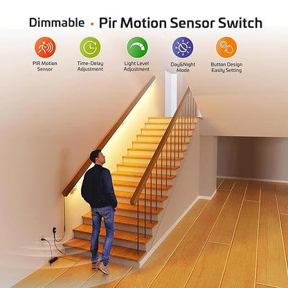 SENSKY BS010BB DC 12V/24V 3A Mini Dimmable Pir Motion Sensor Switch,Occupancy Sensor Switch for Kitchen Cabinet, Pantry, Closet led Lighting (Black-with Light Sensor)