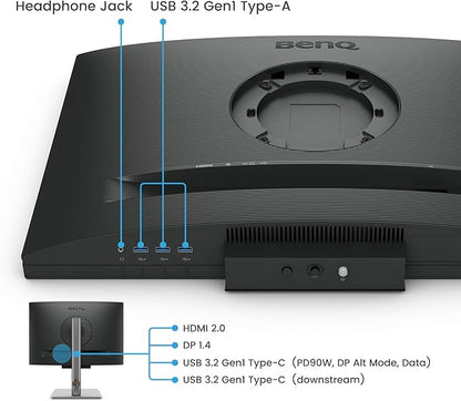 BenQ RD240Q 24.1” WQXGA BenQ Programming Monitor, 90W USB Type-C, Advanced Coding Modes, Coding HotKey, Ergonomic Design, 16:10 Special Ratio, Circadian Mode, Eye-Care Technology, Eco-Friendly Design