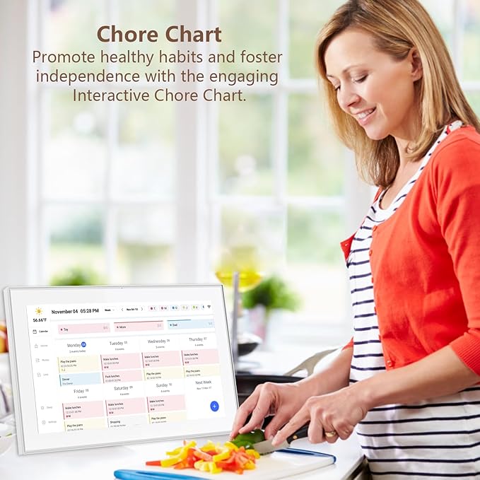 15.6 inch Digital Calendar & Chore Chart,Smart Touchscreen Interactive Display for Family Schedules, Wall & Desk Mountable, Digital Photo Frame Functon, Great for Organizing Your 2025 Calendar