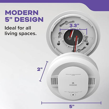 Kidde Hardwired Smoke & Carbon Monoxide Detector, AA Battery Backup, Voice Alerts, Interconnectable, LED Warning Light Indicators, White