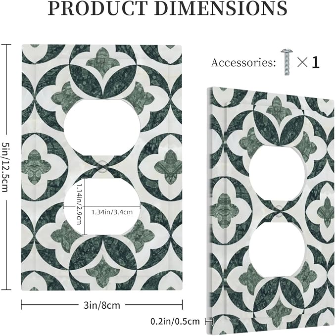 Green Luxury Modern Cubic Marble Cubic Marble Duplex Outlet Decorative Light Switch Covers Electrical Faceplate Switch Plates for Bathroom Kitchen Home
