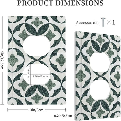 Green Luxury Modern Cubic Marble Cubic Marble Duplex Outlet Decorative Light Switch Covers Electrical Faceplate Switch Plates for Bathroom Kitchen Home
