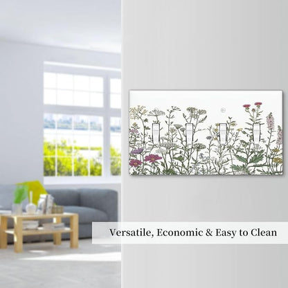 Vintage Herbs Wildflowers Plant Floral Light Switch Covers Quad Toggle Electrical Faceplate 4 Gang Wall Plate Decorative Switch Plates For Bed Room Home Decor