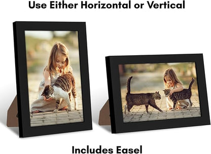 Americanflat 6x9 Picture Frame with Shatter-Resistant Glass - Signature Collection - Gallery-Style Frames Made of Engineered Wood - Photo Frame for Tabletop and Wall Display - Black